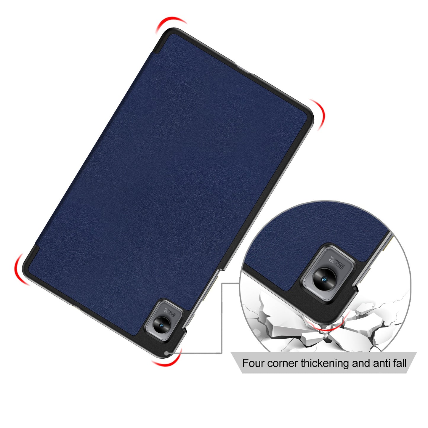 Tablet Covering Shell for Realme Pad Mini PC+PU Leather Trifold Stand Cover Well-protected Flip Tablet Case