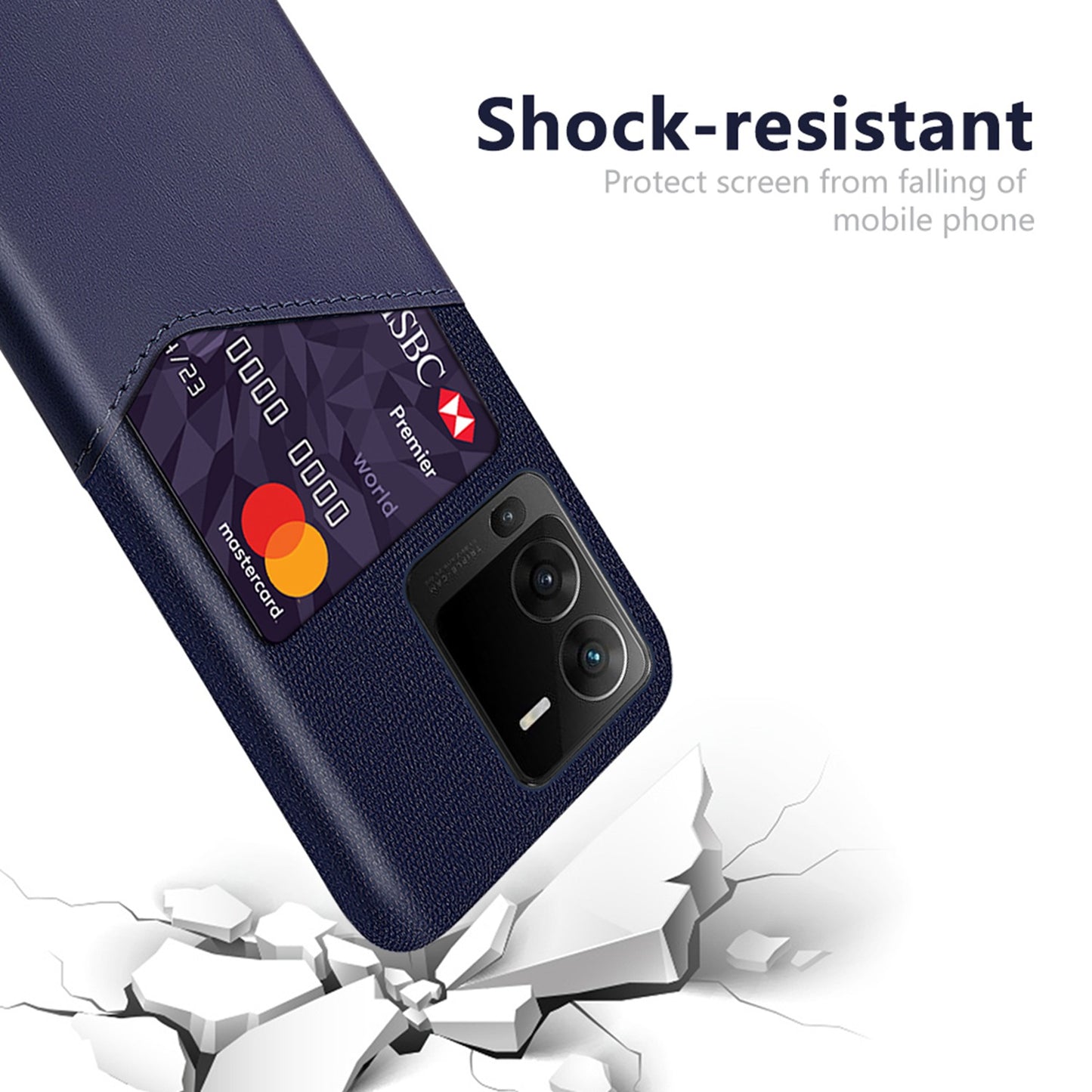 For vivo S15 Pro 5G Shock-resistant Cloth Texture Card Holder Phone Case PU Leather Coated PC Protective Cover