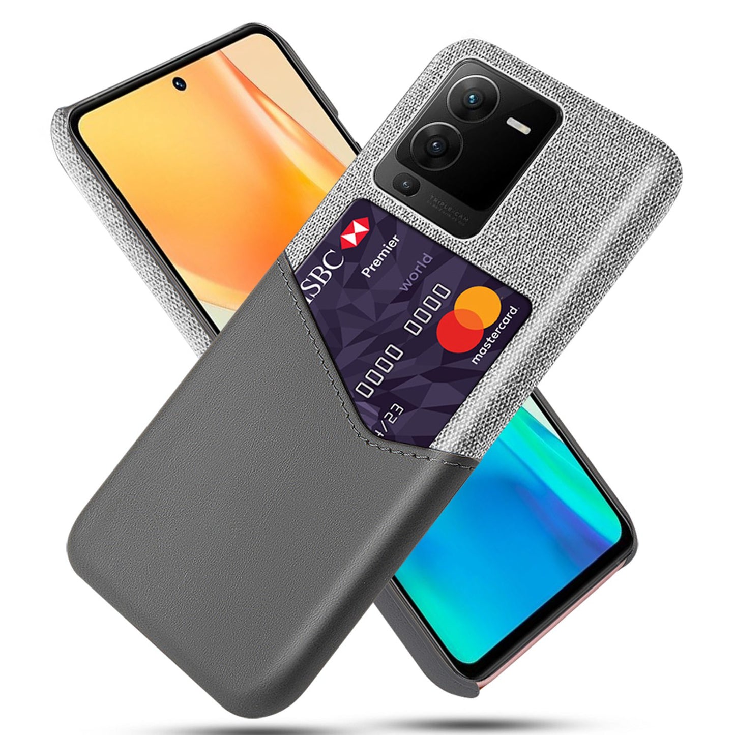For vivo S15 Pro 5G Shock-resistant Cloth Texture Card Holder Phone Case PU Leather Coated PC Protective Cover