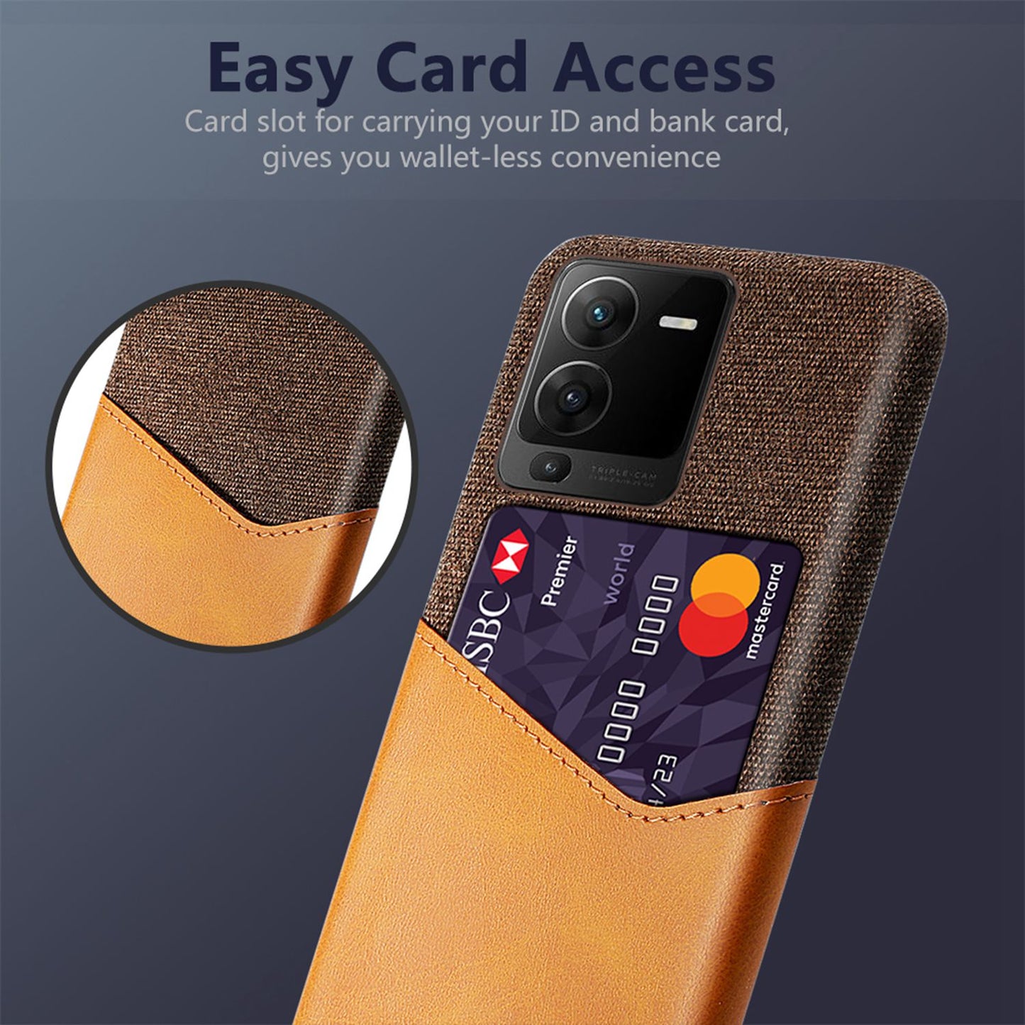 For vivo S15 Pro 5G Shock-resistant Cloth Texture Card Holder Phone Case PU Leather Coated PC Protective Cover