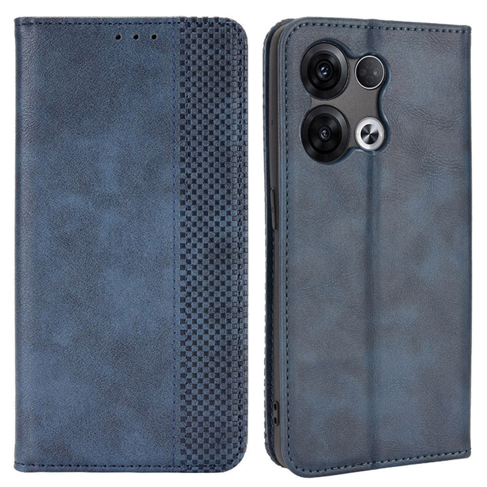 Retro Texture Magnetic Absorption Leather Case for Oppo Reno8 Pro 5G, Viewing Stand Wallet Protective Cover