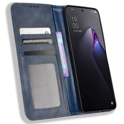 Retro Texture Magnetic Absorption Leather Case for Oppo Reno8 Pro 5G, Viewing Stand Wallet Protective Cover