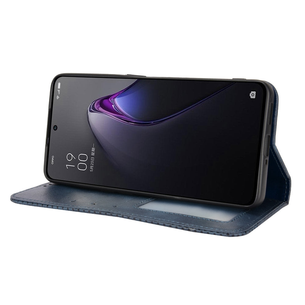 Retro Texture Magnetic Absorption Leather Case for Oppo Reno8 Pro 5G, Viewing Stand Wallet Protective Cover
