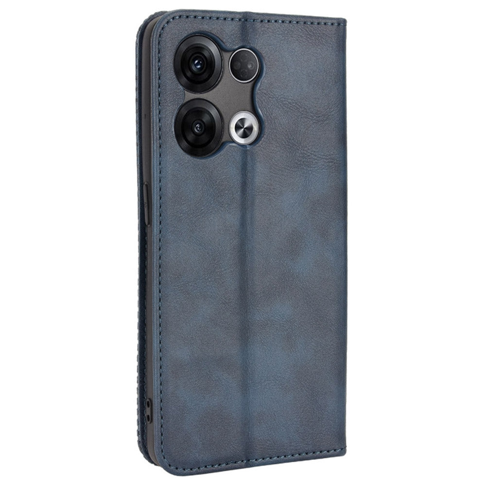 Retro Texture Magnetic Absorption Leather Case for Oppo Reno8 Pro 5G, Viewing Stand Wallet Protective Cover