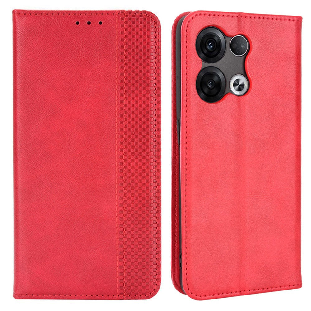 Retro Texture Magnetic Absorption Leather Case for Oppo Reno8 Pro 5G, Viewing Stand Wallet Protective Cover