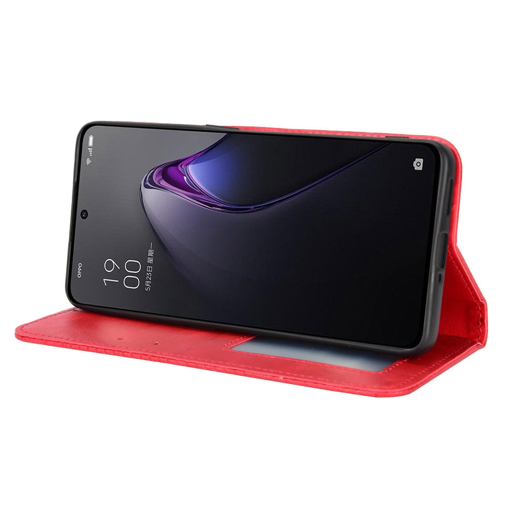 Retro Texture Magnetic Absorption Leather Case for Oppo Reno8 Pro 5G, Viewing Stand Wallet Protective Cover
