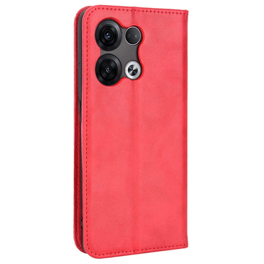 Retro Texture Magnetic Absorption Leather Case for Oppo Reno8 Pro 5G, Viewing Stand Wallet Protective Cover