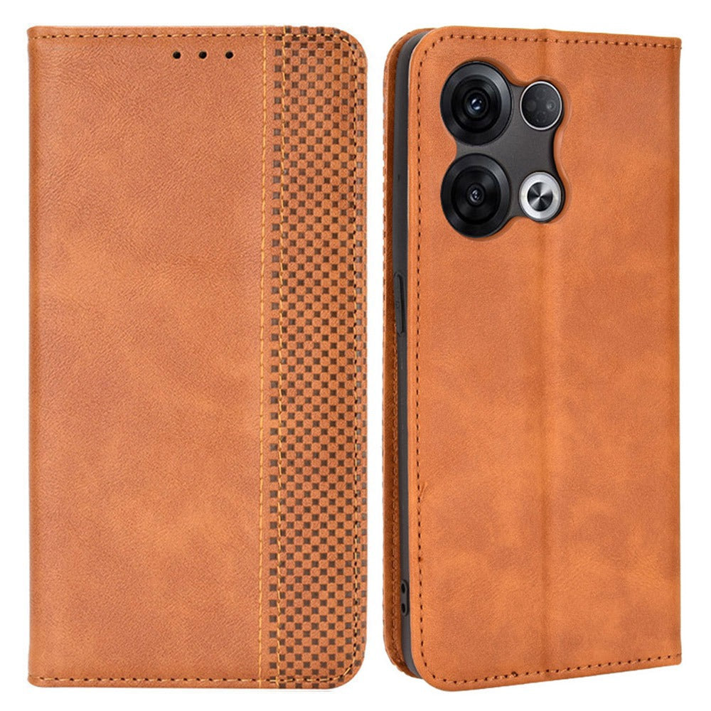 Retro Texture Magnetic Absorption Leather Case for Oppo Reno8 Pro 5G, Viewing Stand Wallet Protective Cover
