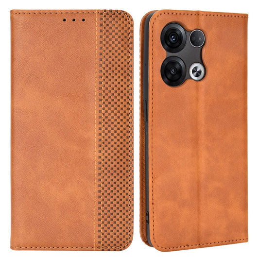 Retro Texture Magnetic Absorption Leather Case for Oppo Reno8 Pro 5G, Viewing Stand Wallet Protective Cover