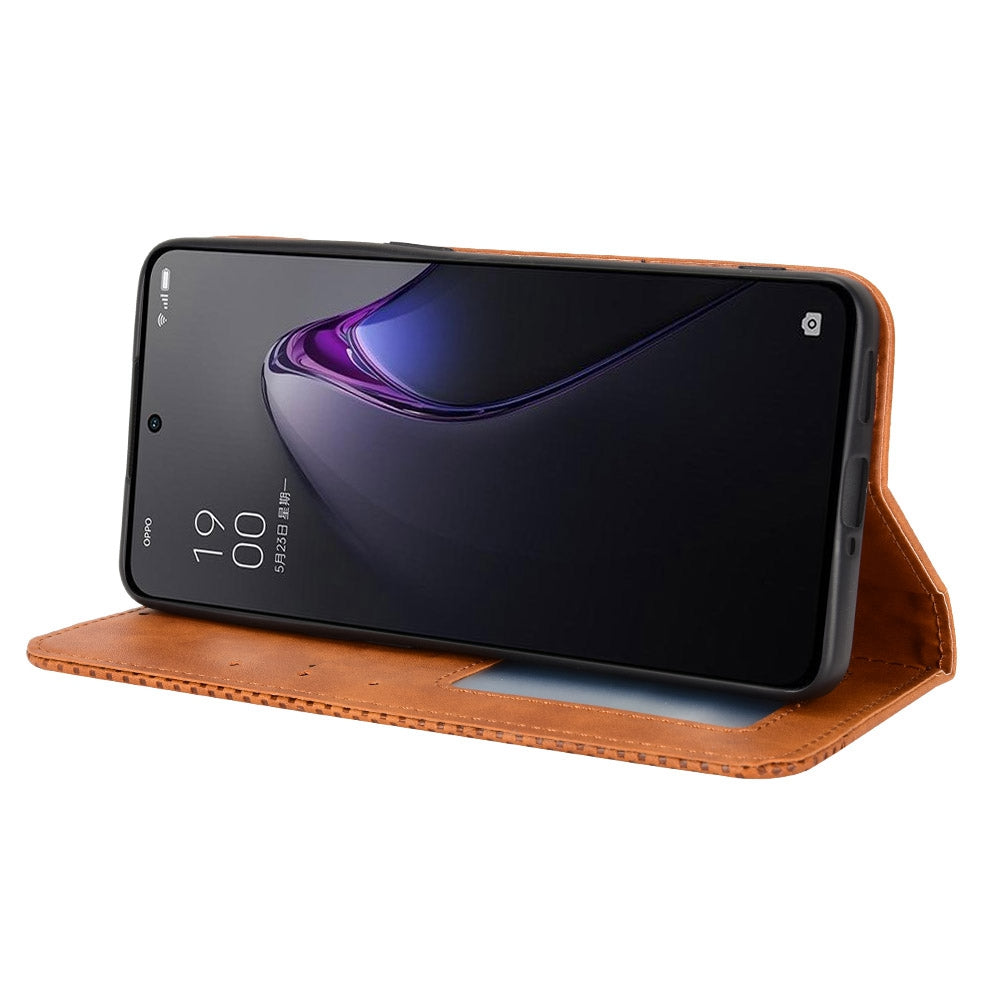 Retro Texture Magnetic Absorption Leather Case for Oppo Reno8 Pro 5G, Viewing Stand Wallet Protective Cover