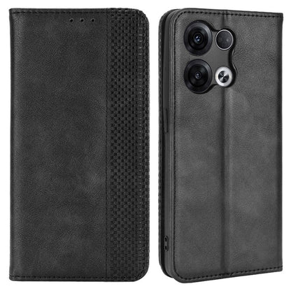 Retro Texture Magnetic Absorption Leather Case for Oppo Reno8 Pro 5G, Viewing Stand Wallet Protective Cover