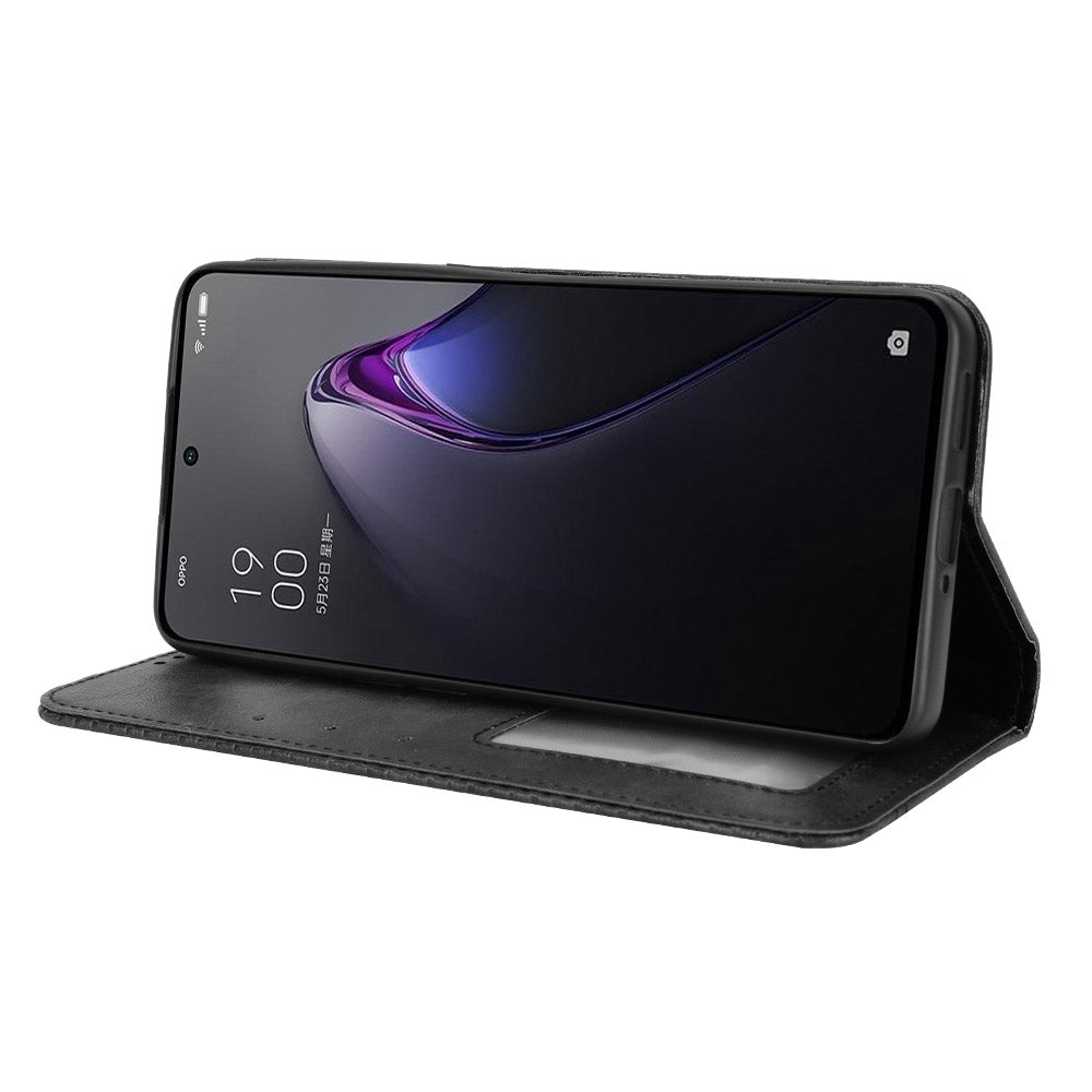 Retro Texture Magnetic Absorption Leather Case for Oppo Reno8 Pro 5G, Viewing Stand Wallet Protective Cover