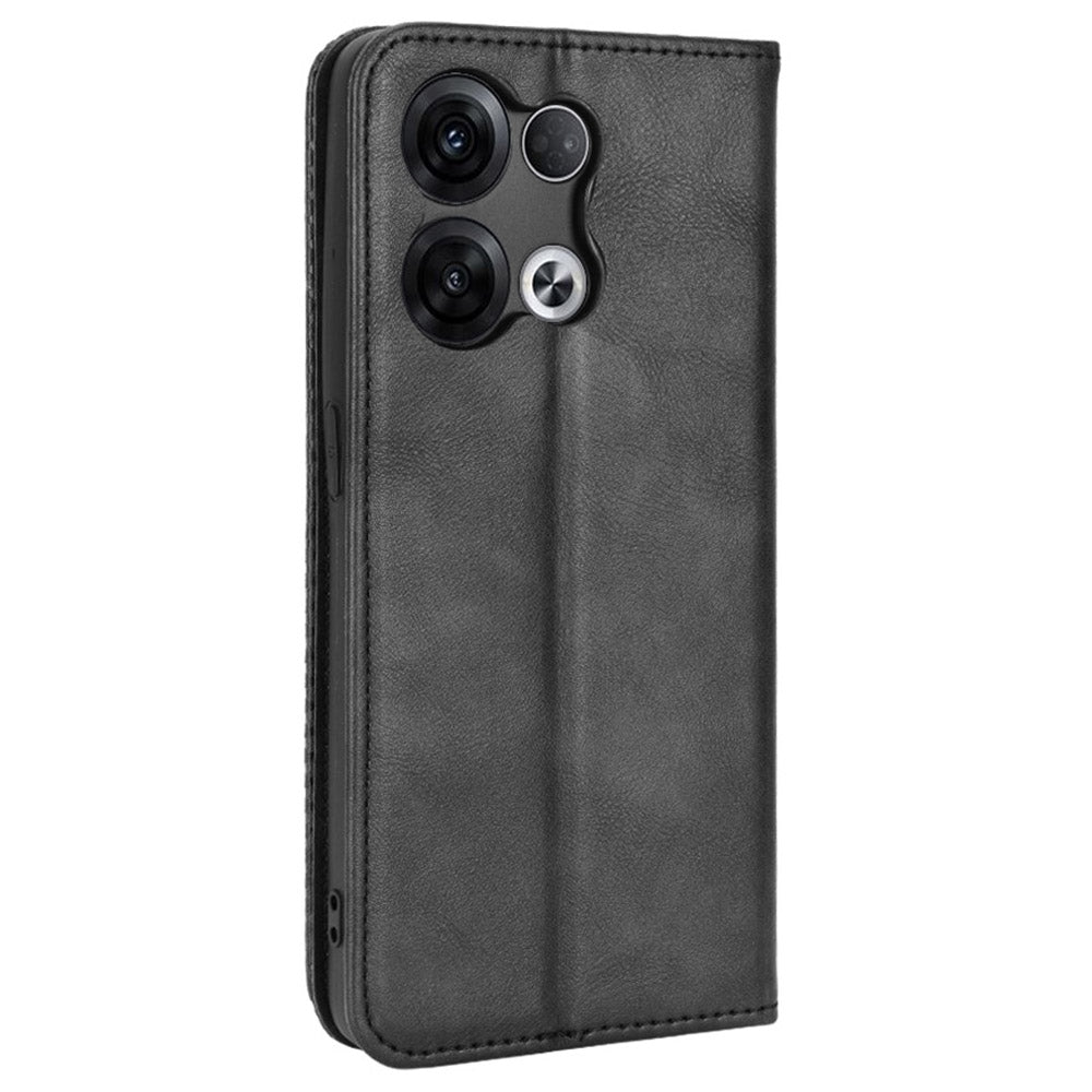 Retro Texture Magnetic Absorption Leather Case for Oppo Reno8 Pro 5G, Viewing Stand Wallet Protective Cover