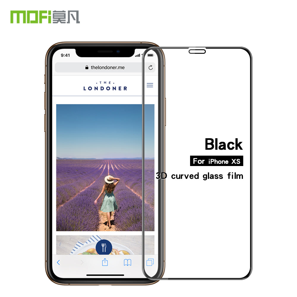 MOFI 3D Curved Tempered Glass Complete Covering Screen Guard Film for iPhone XS/X 5.8 inch