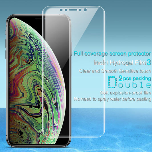 2Pcs/Set IMAK Hydrogel Film 3 for iPhone (2019) 5.8" / XS / X 5.8 inch Soft Explosion-proof | Clear and Smooth Sensitive Touch | Full Coverage | Screen Protector