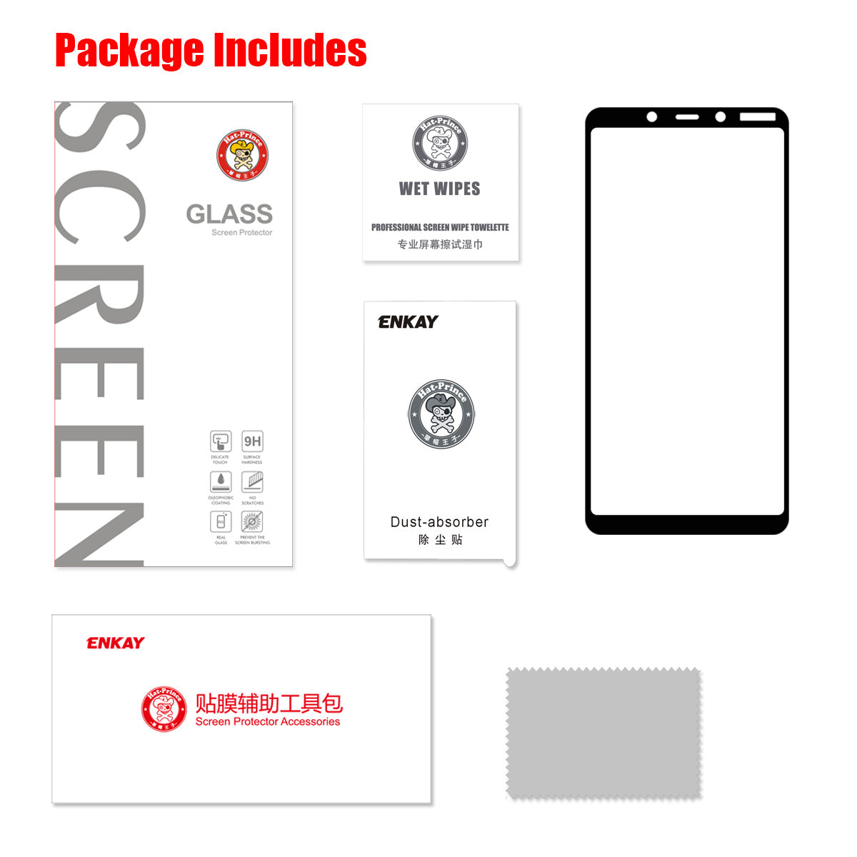HAT PRINCE for Nokia 3.1 Plus Full Glue  Full Coverage Tempered Glass Screen Protector 0.26mm 9H 2.5D Arc Edge