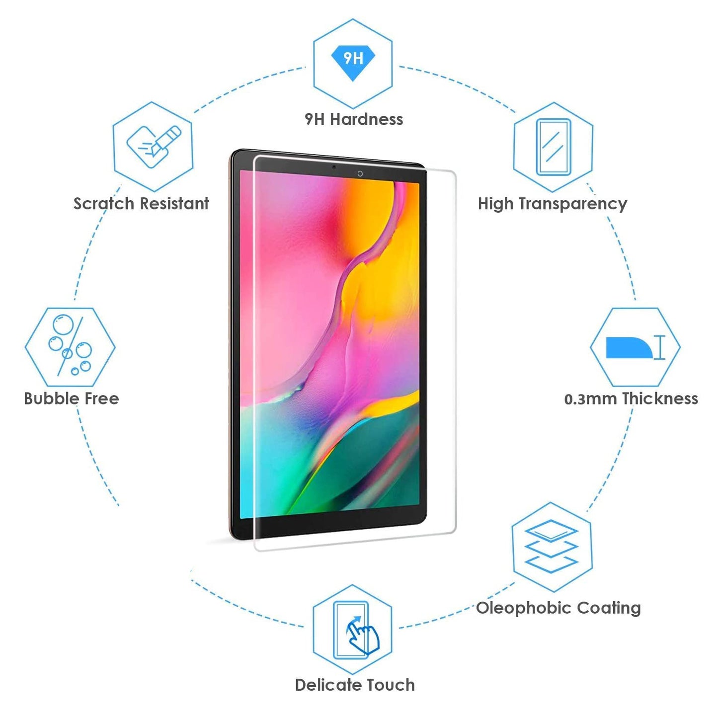 0.3mm Tempered Glass Screen Protector Film for Samsung Galaxy Tab A 10.1 (2019) T510