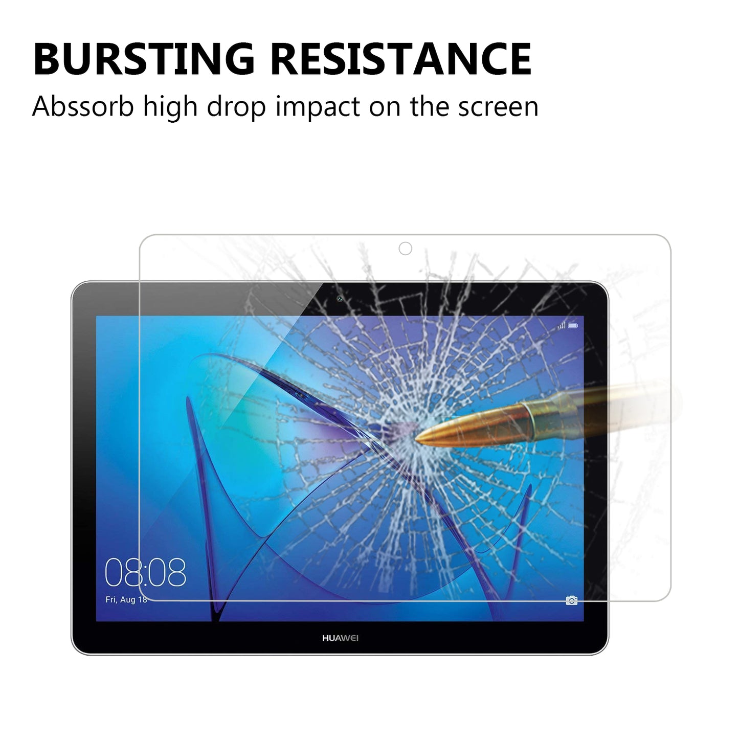 For Huawei MediaPad T3 10 0.25mm Arc Edge 9H Full Screen Covering Shockproof Tempered Glass Guard Film