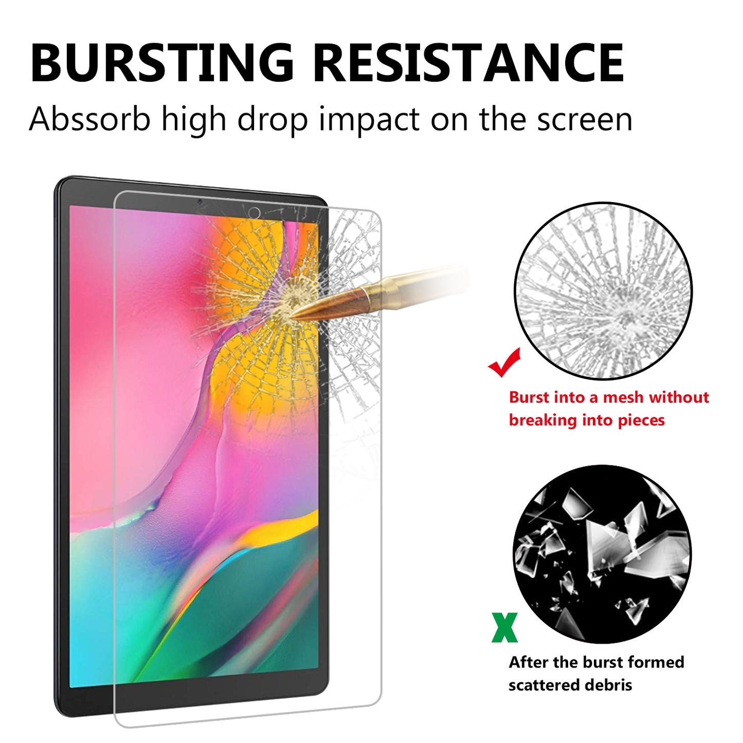 0.25mm Arc Edge 9H Full Screen Covering Tempered Glass Shield for Samsung Galaxy Tab A 10.1 (2019) SM-T515