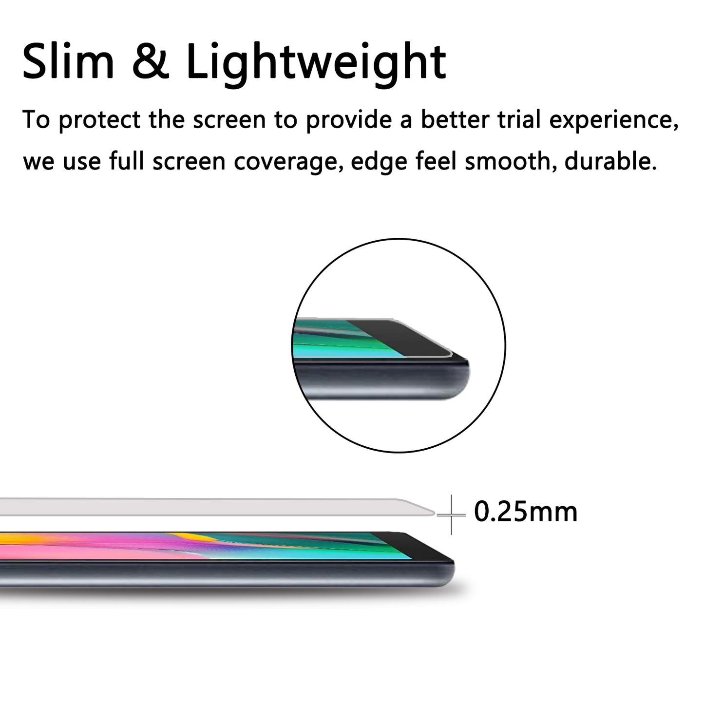 0.25mm Arc Edge 9H Full Screen Covering Tempered Glass Shield for Samsung Galaxy Tab A 10.1 (2019) SM-T515