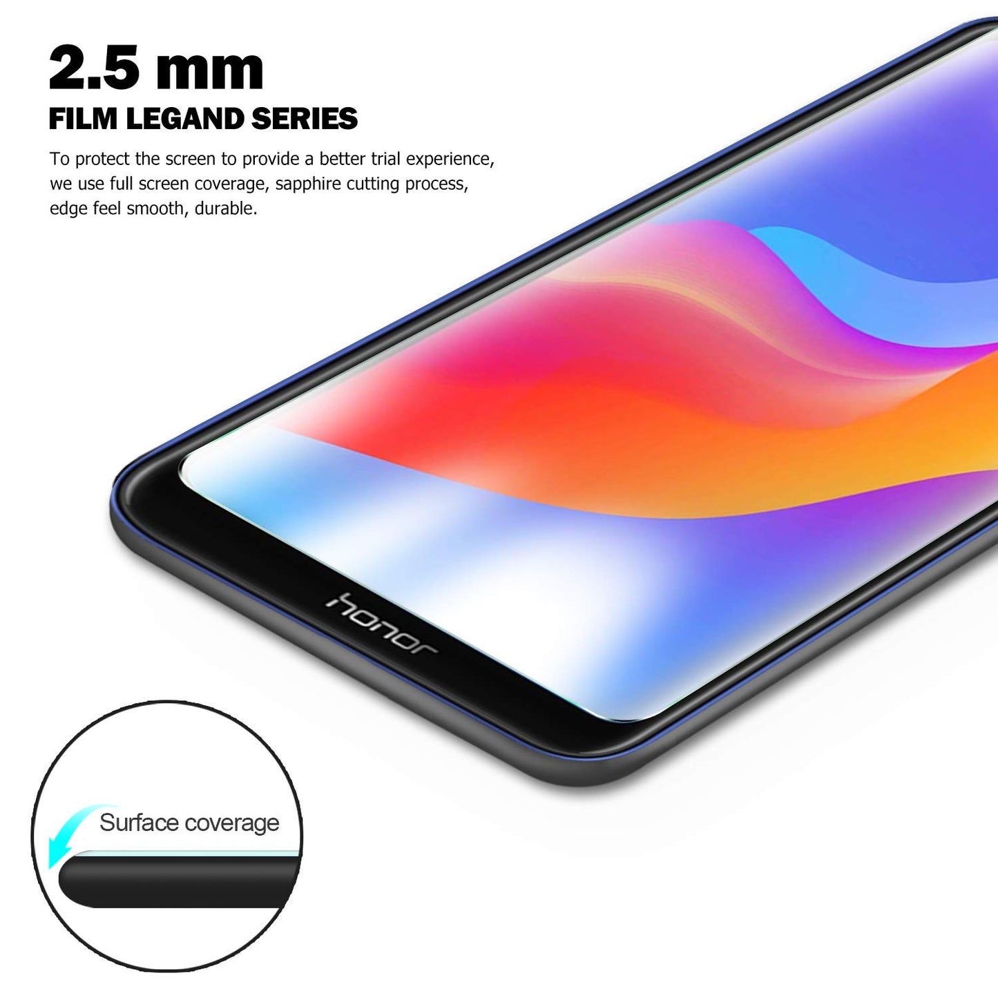 0.25D Arc Edge Tempered Glass Screen Phone Film for Huawei Y6 Prime (2019) / Huawei Y6 2019