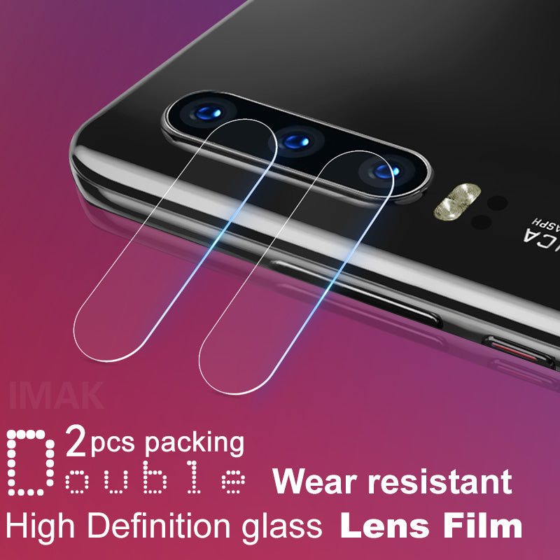 IMAK 2Pcs/Pack Anti-scratch HD Glass Mobile Camera Lens Film for Huawei P30 -Transparent