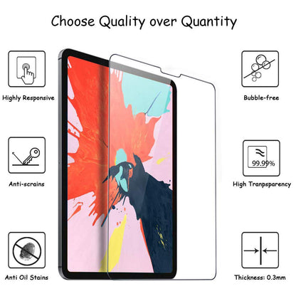 0.3mm Screen Protector for iPad Pro 12.9 (2020), 2.5D Edge Tempered Glass HD Anti-Scratch Film, Support Face Unlock