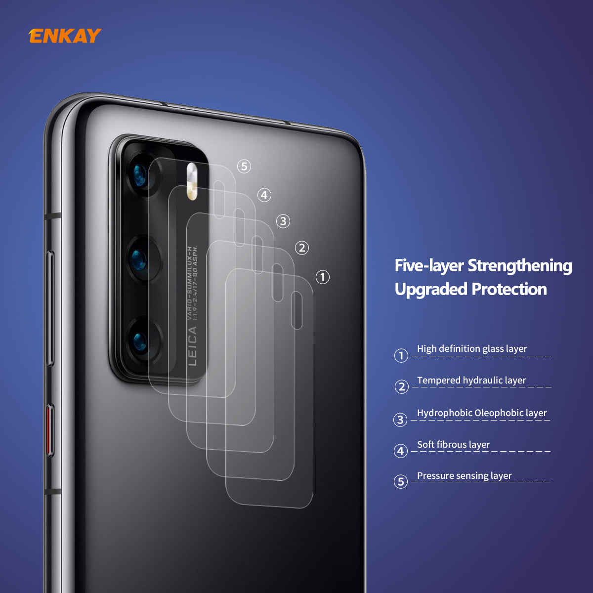 2Pcs HAT-PRINCE for Huawei P40 [0.2mm 9H 2.15D Arc Edges] Tempered Glass Back Camera Lens Guard Films