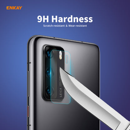 2Pcs HAT-PRINCE for Huawei P40 [0.2mm 9H 2.15D Arc Edges] Tempered Glass Back Camera Lens Guard Films