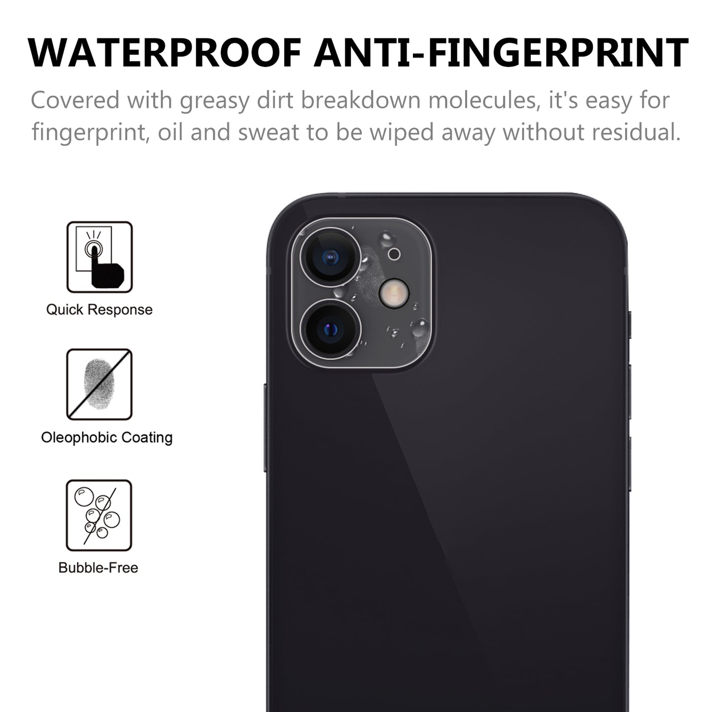2.5D 9H Arc Edge Tempered Glass Screen Protector + Camera Lens Film for iPhone 12