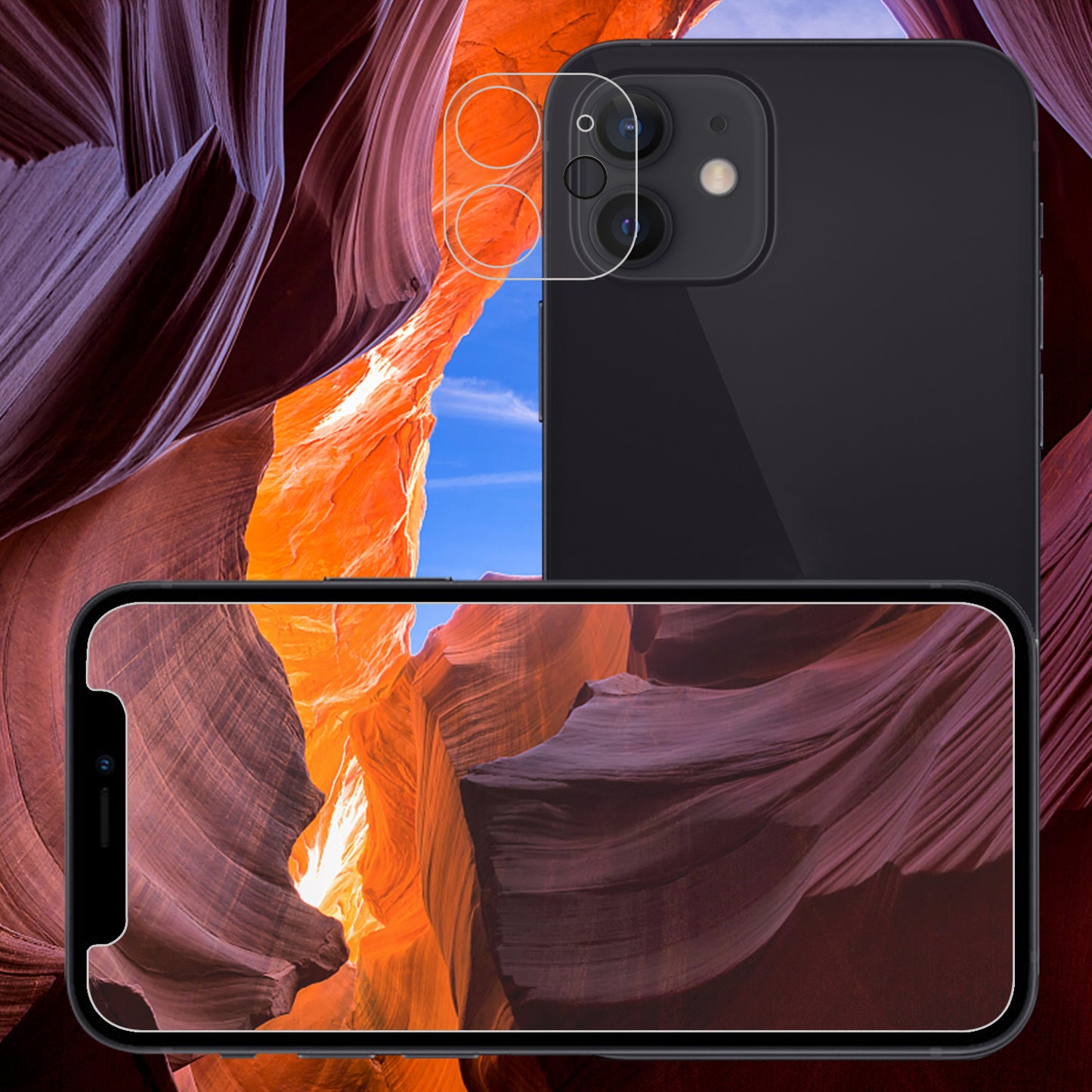 2.5D 9H Arc Edge Tempered Glass Screen Protector + Camera Lens Film for iPhone 12