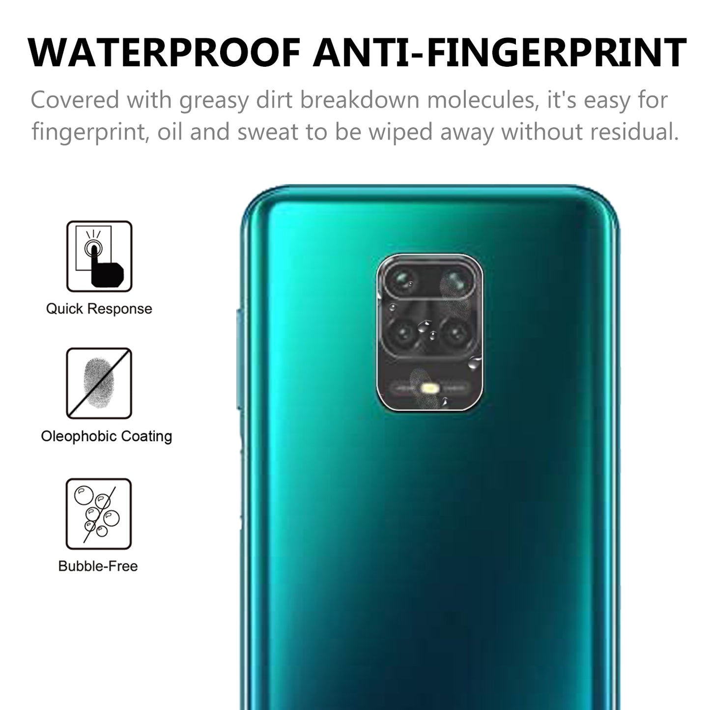 Full Coverage Tempered Glass Ultra Clear Anti-Glare Transparent Camera Lens Protector Film for Xiaomi Redmi Note 9S/9 Pro/9 Pro Max