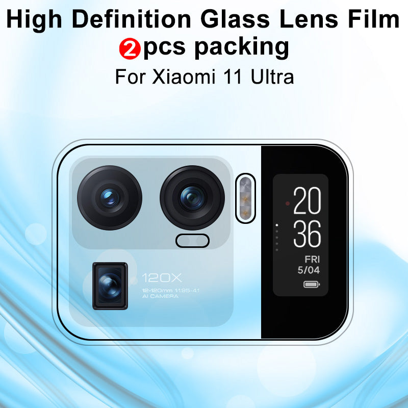 2Pcs/Pack IMAK Full Coverage High Definition Camera Lens Protective Glass Film for Xiaomi Mi 11 Ultra