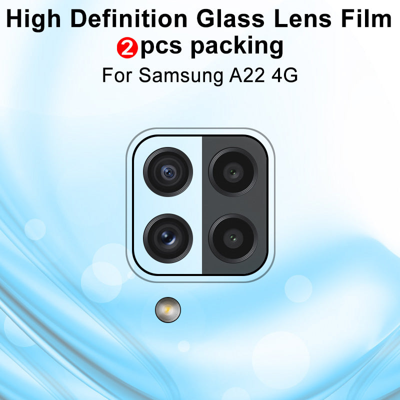 IMAK 2Pcs/Pack High Definition Scratch Resistant Tempered Glass Camera Lens Protector for Samsung Galaxy A22 4G (EU Version)