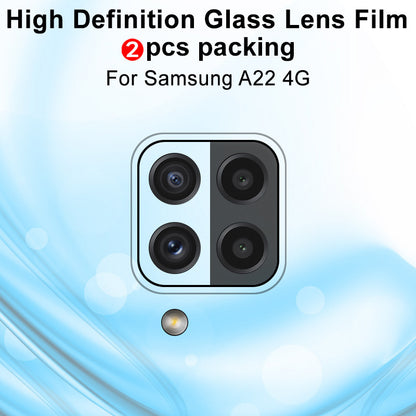 IMAK 2Pcs/Pack High Definition Scratch Resistant Tempered Glass Camera Lens Protector for Samsung Galaxy A22 4G (EU Version)
