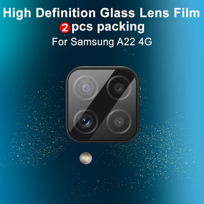 IMAK 2Pcs/Pack High Definition Scratch Resistant Tempered Glass Camera Lens Protector for Samsung Galaxy A22 4G (EU Version)