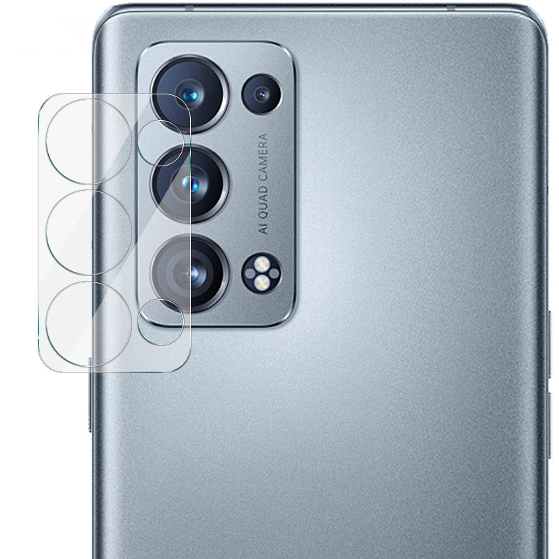 IMAK Tempered Glass No-Bubble HD Clear Anti-Scratch Back Camera Protector + Acrylic Lens Cap for Oppo Reno6 Pro+ 5G