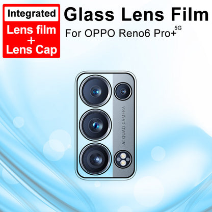 IMAK Tempered Glass No-Bubble HD Clear Anti-Scratch Back Camera Protector + Acrylic Lens Cap for Oppo Reno6 Pro+ 5G