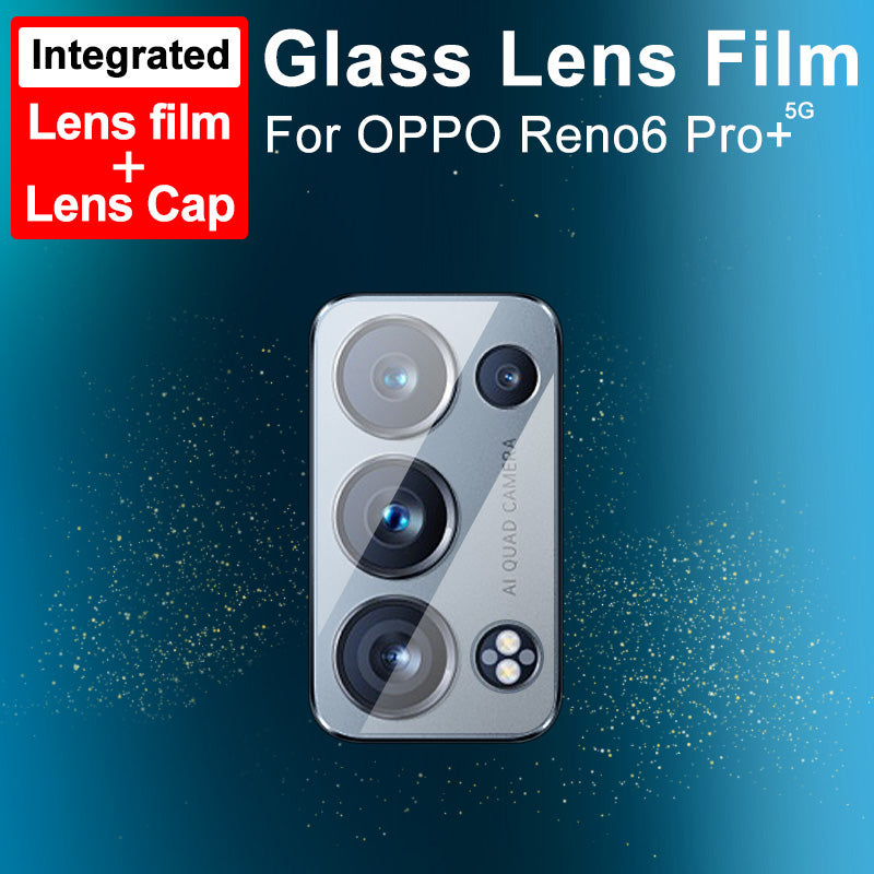 IMAK Tempered Glass No-Bubble HD Clear Anti-Scratch Back Camera Protector + Acrylic Lens Cap for Oppo Reno6 Pro+ 5G