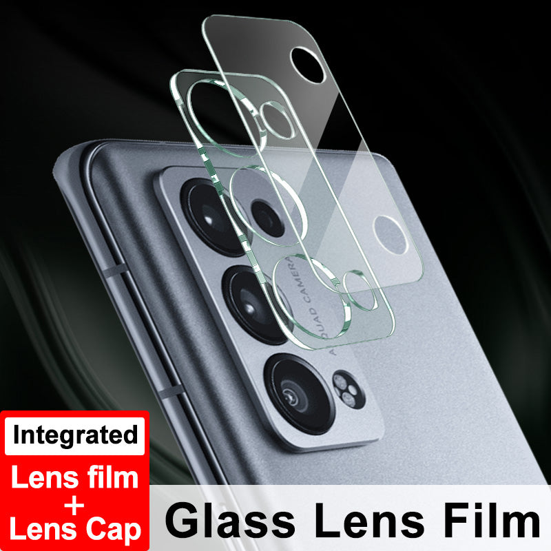 IMAK Tempered Glass No-Bubble HD Clear Anti-Scratch Back Camera Protector + Acrylic Lens Cap for Oppo Reno6 Pro+ 5G