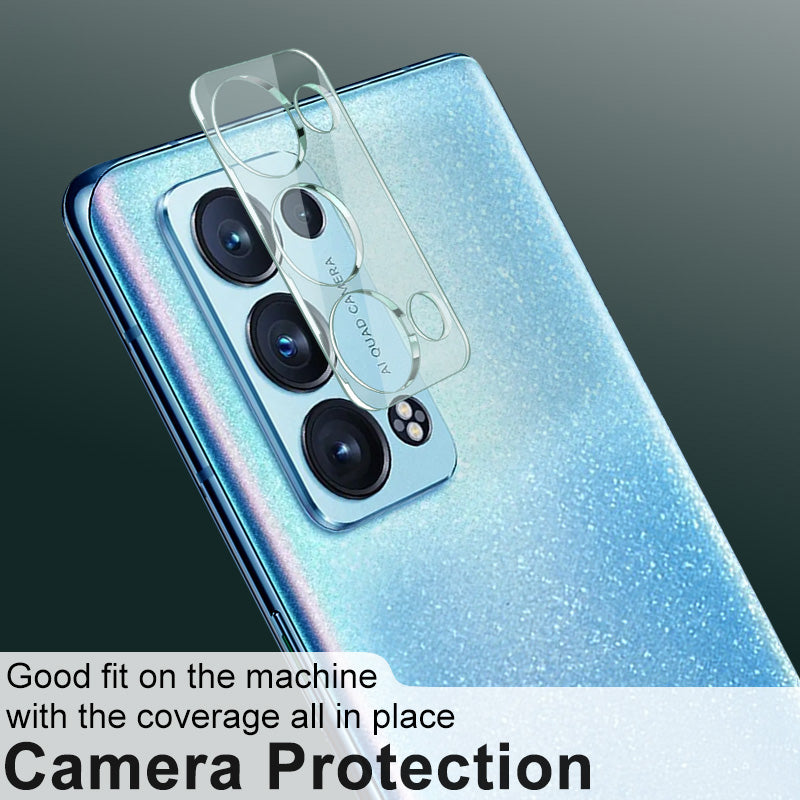 IMAK Tempered Glass No-Bubble HD Clear Anti-Scratch Back Camera Protector + Acrylic Lens Cap for Oppo Reno6 Pro+ 5G