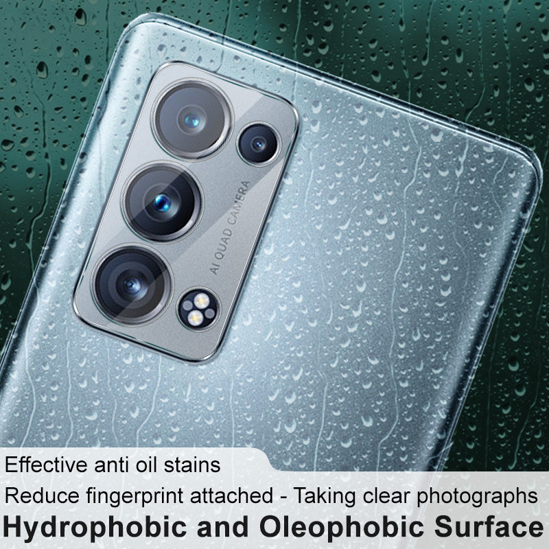 IMAK Tempered Glass No-Bubble HD Clear Anti-Scratch Back Camera Protector + Acrylic Lens Cap for Oppo Reno6 Pro+ 5G