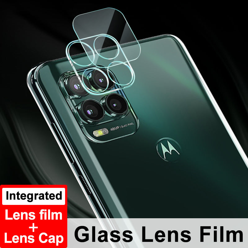 IMAK HD Clear Anti-Scratch Tempered Glass Back Camera Protector + Acrylic Lens Cap for Motorola Moto G Stylus 5G (2021)