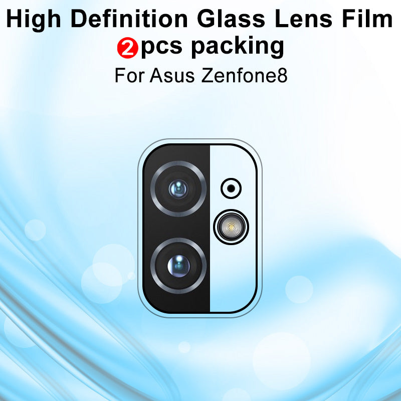 IMAK 2Pcs/Pack Anti-Scratch Bubble Free Tempered Glass Camera Lens Protector Film for Asus Zenfone 8 / ZS590KS