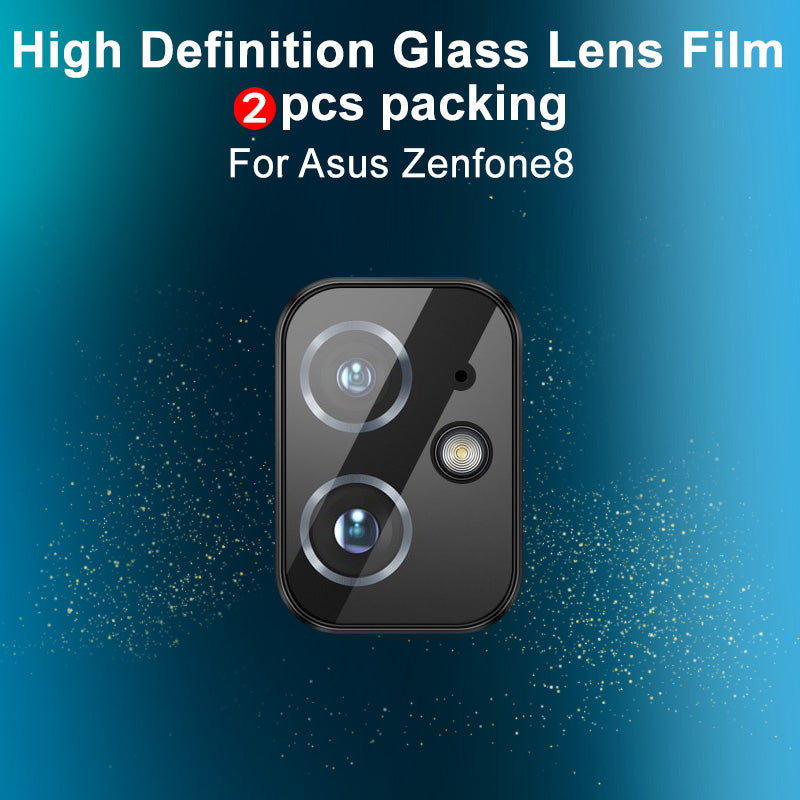 IMAK 2Pcs/Pack Anti-Scratch Bubble Free Tempered Glass Camera Lens Protector Film for Asus Zenfone 8 / ZS590KS