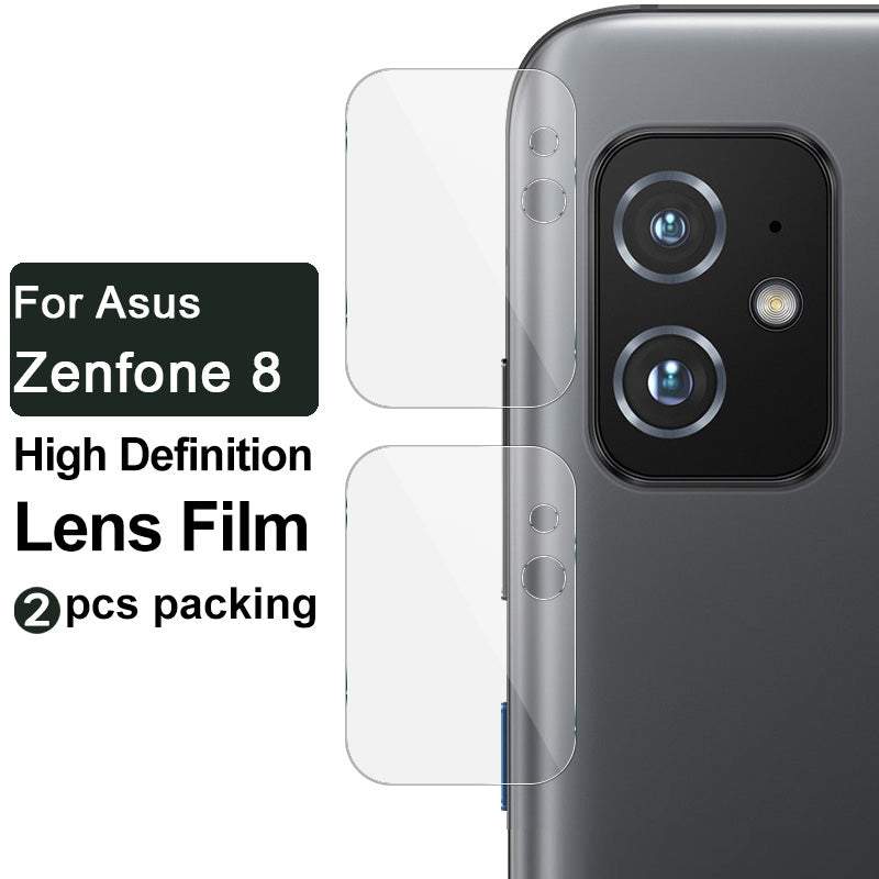 IMAK 2Pcs/Pack Anti-Scratch Bubble Free Tempered Glass Camera Lens Protector Film for Asus Zenfone 8 / ZS590KS