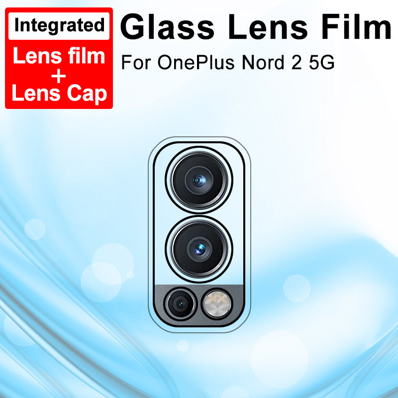 IMAK High Light Transmittance Full Coverage Tempered Glass Camera Lens Film with High Transparency Acrylic Lens Cap for OnePlus Nord 2 5G