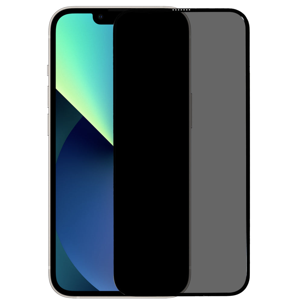 For i iPhone 13 / 13 Pro / 14 Matte Anti-spy Full Glue Silk Printing Full Coverage Tempered Glass Screen Protector Film with Dust-proof Net