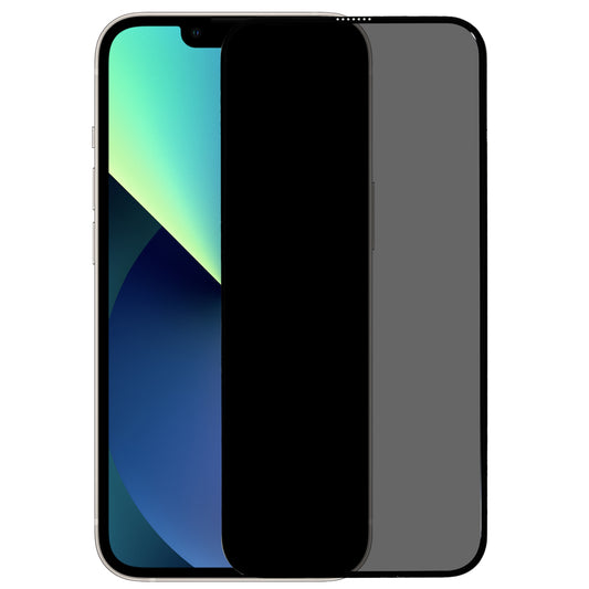 For i iPhone 13 / 13 Pro / 14 Matte Anti-spy Full Glue Silk Printing Full Coverage Tempered Glass Screen Protector Film with Dust-proof Net