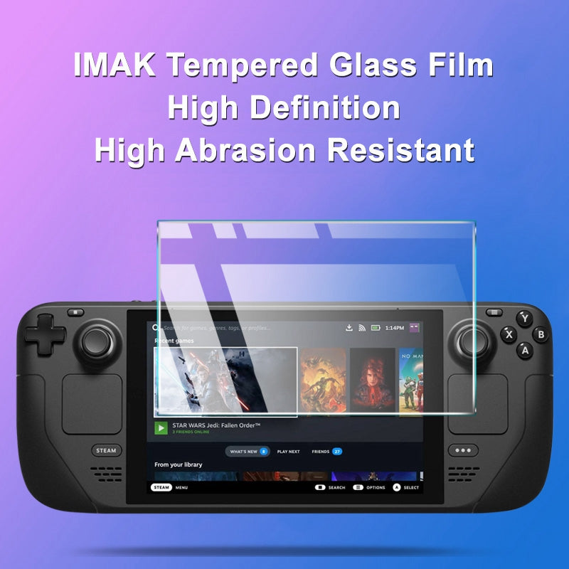 IMAK H Series for Steam Deck 9H Tempered Glass Screen Protector Game Console Explosion-proof HD Protective Film